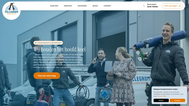 Website van Pellegrom Koudetechniek