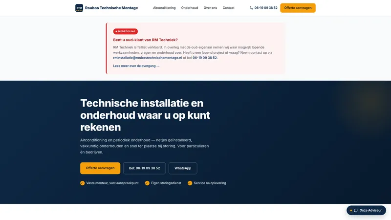 Website van R.T.M Roubos Technische Montage