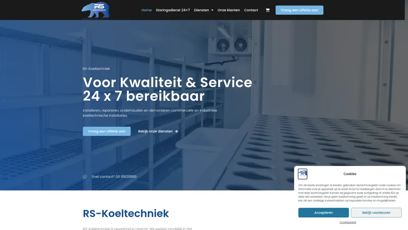 Website van RS Koeltechniek Utrecht