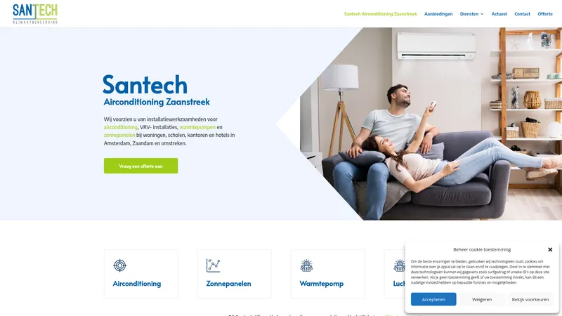 Website van Santech Klimaatbeheersing