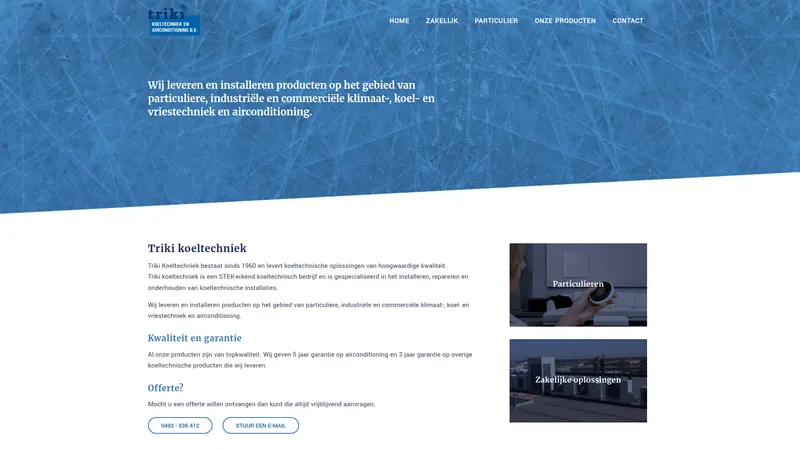 Website van Triki Koeltechniek & Airco BV