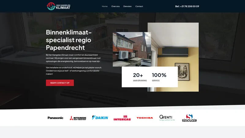 Website van Van Gangelen Klimaat