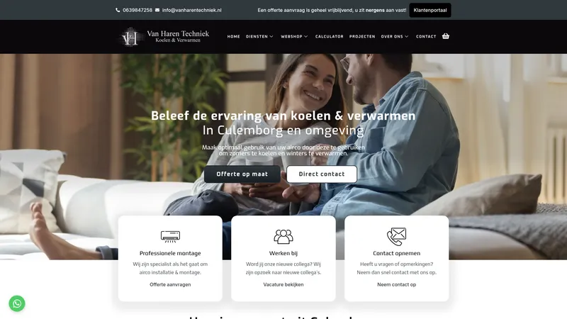 Website van Van Haren Techniek Koelen & Verwarmen | Airco kopen | Airco installatie Culemborg