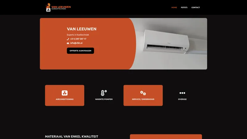 Website van Van Leeuwen Klimaattechniek