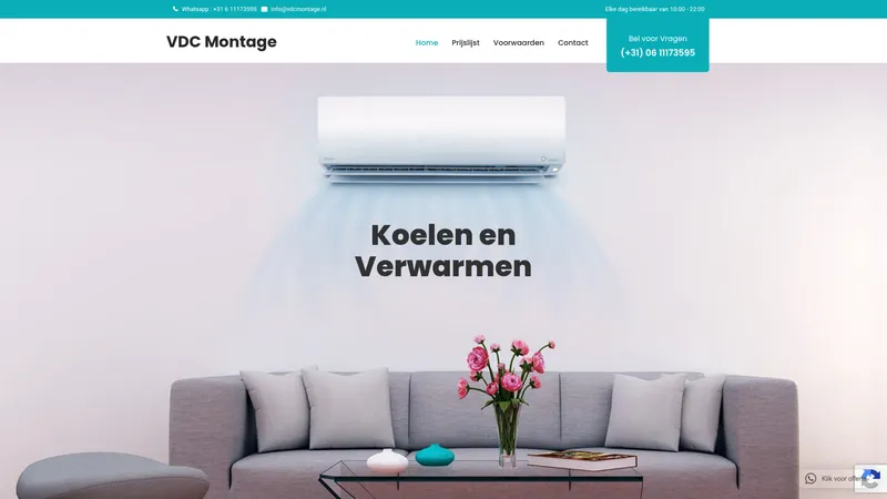 Website van VDC Montage - Airconditioning | Camerabewaking