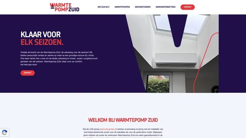 Website van Warmtepomp Zuid