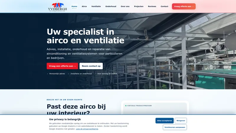 Website van YVDBergh Klimaattechniek
